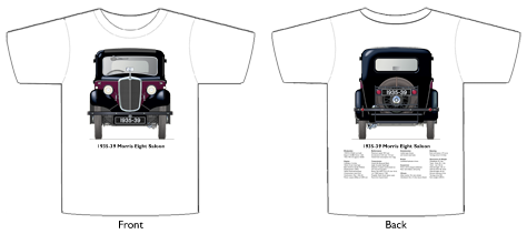 Morris 8 saloon 1935-39 T-shirt Front & Back